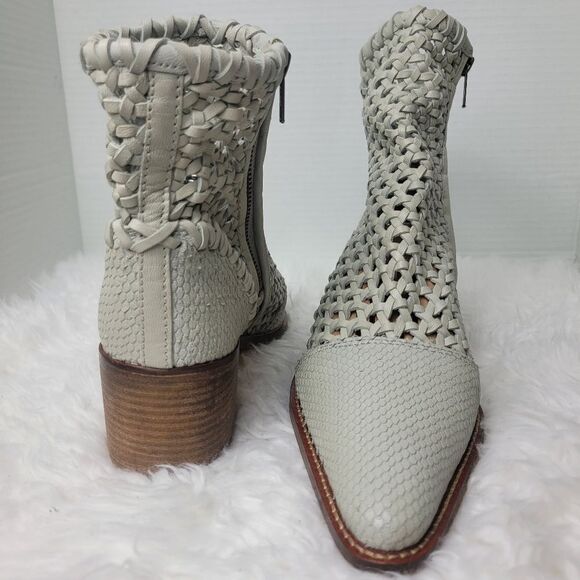 Free People In The Loop Woven Womens Bootie Size 8.5 Gray Leather Zip Boots - Picture 6 of 8
